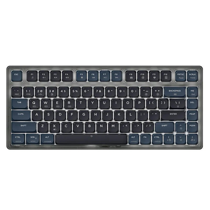 Ajazz AK832PRO mechanical keyboard with colour screen and RGB lighting on desk