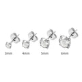 Geometric square zircon stud earrings in stainless steel with steel colour and gold plating options
