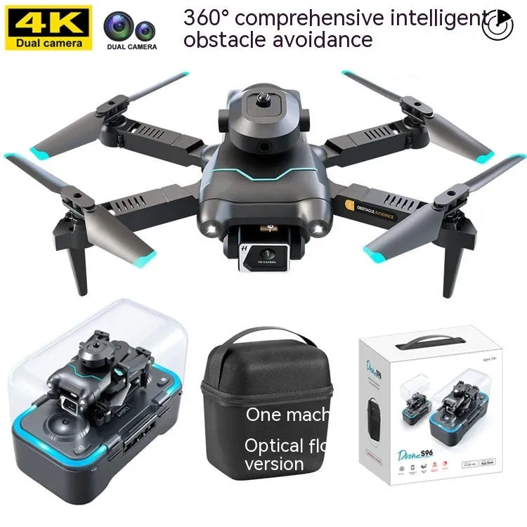 Black S96 four-axis drone with obstacle avoidance and camera under 30cm size