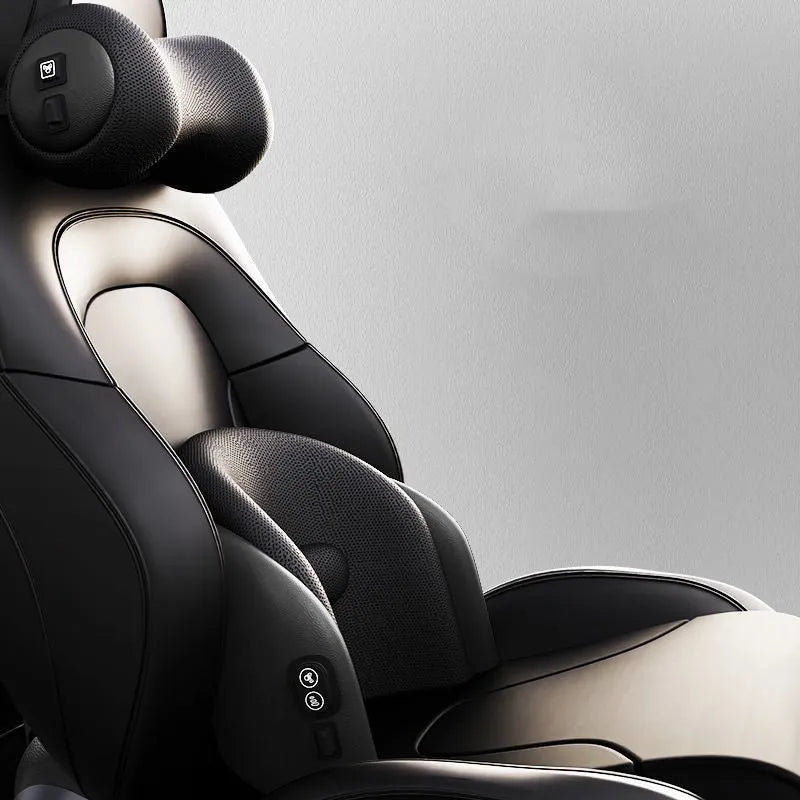 Memory cotton car seat massage cushion with headrest and lumbar support functions