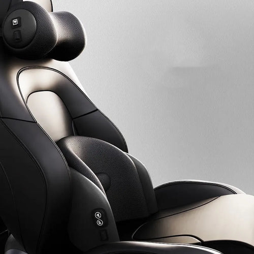 Memory cotton car seat massage cushion with headrest and lumbar support functions