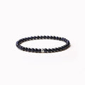 Fine obsidian agate blue San bracelet with geometric chamfered square and round beads