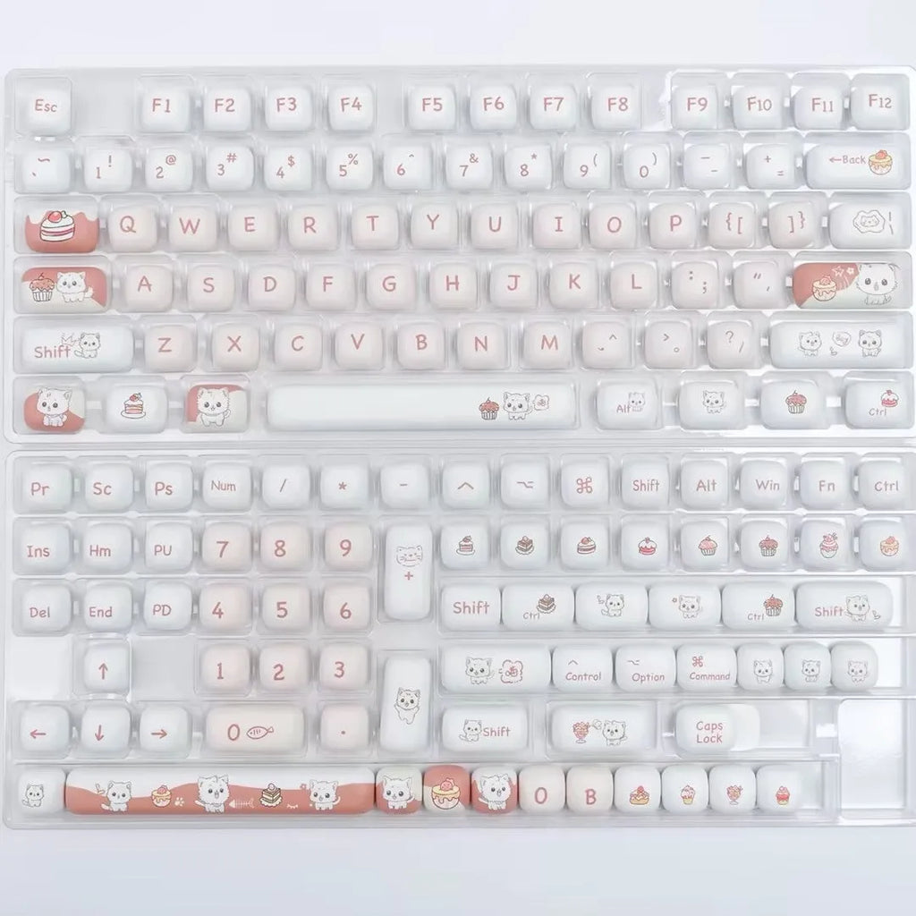 Dessert cat MOG round mechanical keyboard keycaps with colourful cartoon design and sublimation printing
