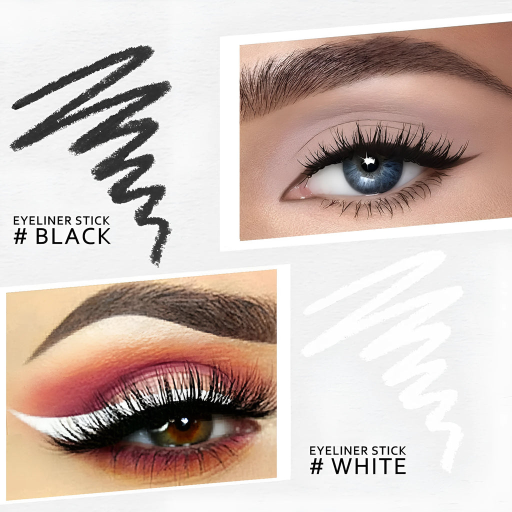 12 white and black retractable eyeliner pencils with sharpener for multi-use cosmetic application