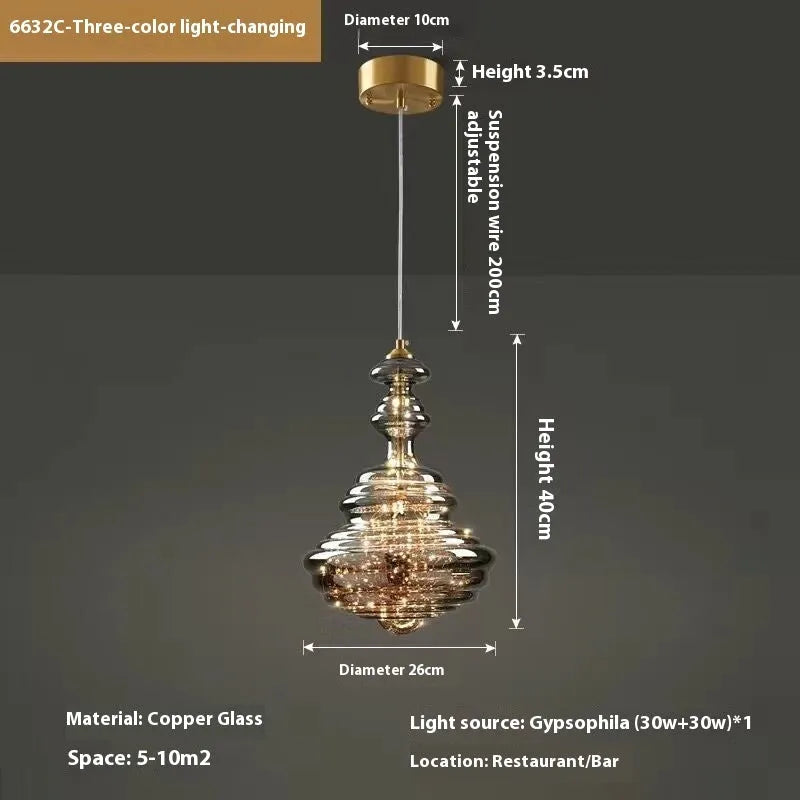 Modern simple luxury glass chandelier ceiling lamp with adjustable drop