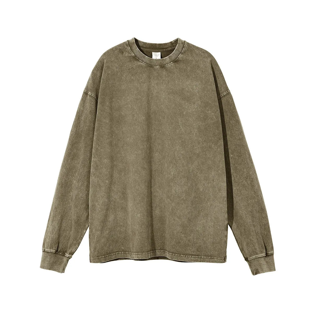 Men's vintage washed batik cotton long sleeve loose pullover tee shirt
