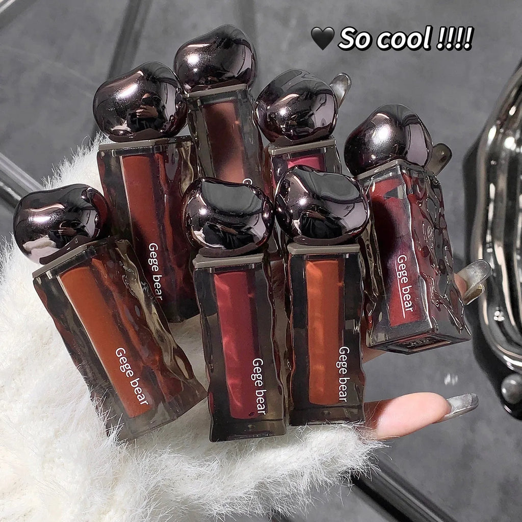 Glacier Lava Lip Lacquer mirror makeup in water-light finish with seven colour options