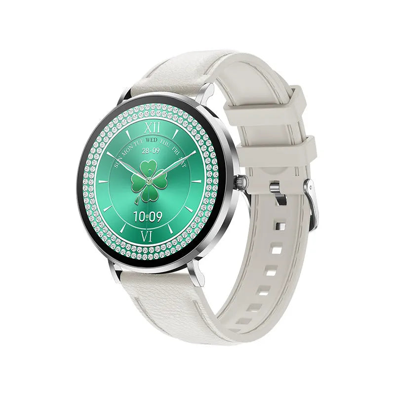 T8pro ultra-thin Bluetooth calling smartwatch for women in rose gold with silicone strap