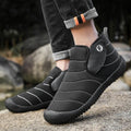 Men's waterproof snow boots with rubber soles and plush lining in black, blue, green, yellow colours