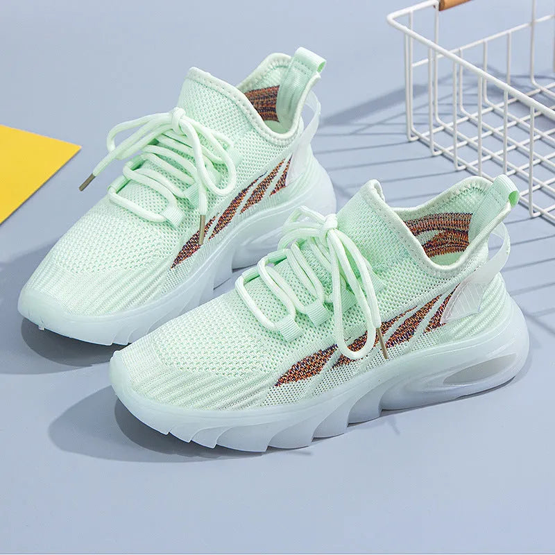 Women's cowhide leather sports casual shoes with round toe and flat heel design