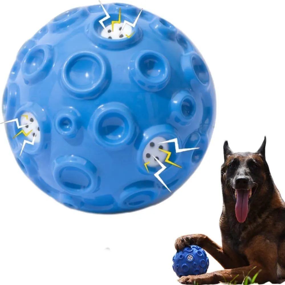 Durable dog chew toy ball with textured surface for teeth cleaning and anxiety relief