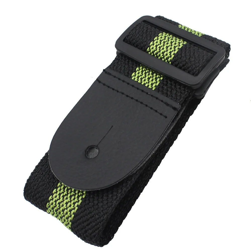 Woven cotton guitar strap with stripe pattern in five colour choices for guitar, bass and ukulele