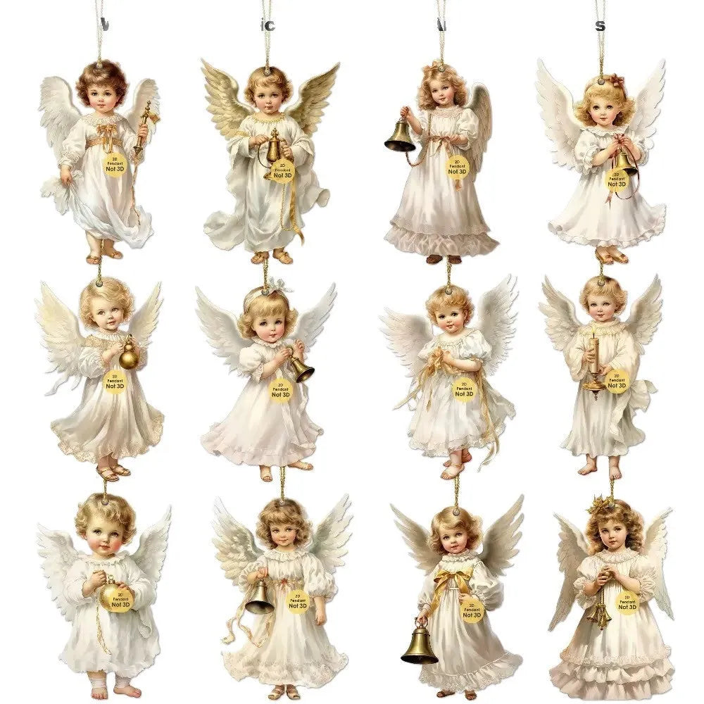 12 pieces Victoria angel wooden ornaments set density plate modern simplicity pendant decoration