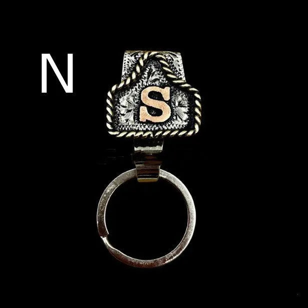 Handmade metal cow tag keychain with belt clip in a choice of 26 colours.