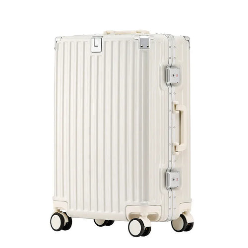Aluminium frame luggage trolley case with ABS PC shell and universal wheels