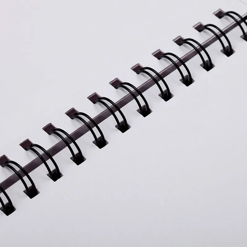 A4 sketch book showing coil binding and glue binding options with paper weight specifications