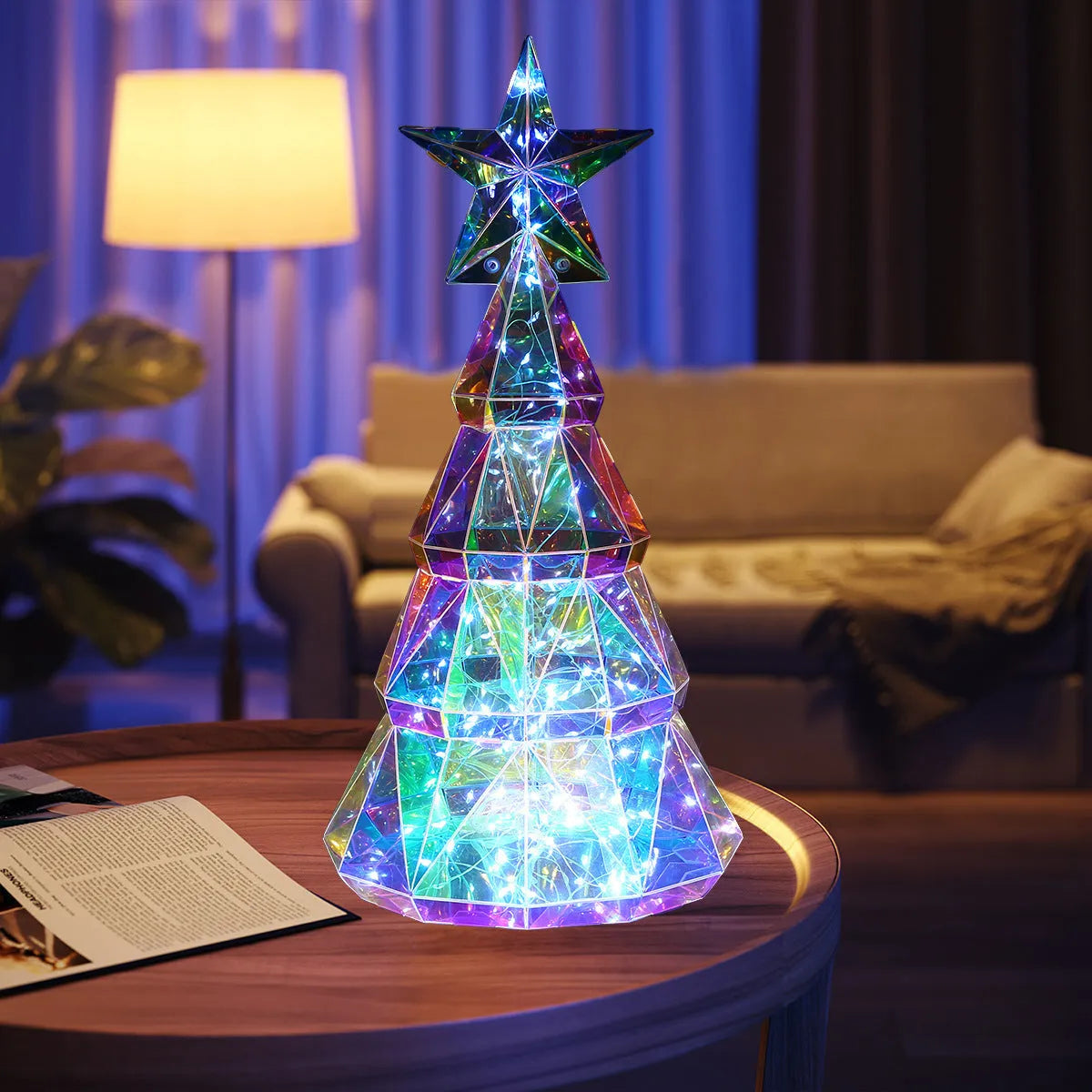 Colourful Christmas tree luminous toy decoration with cartoon style measuring 20cm height