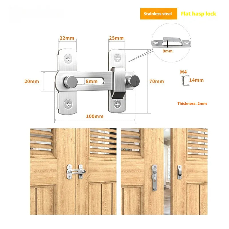 90 degree warehouse hook sliding door lock with black carbon steel and stainless steel construction