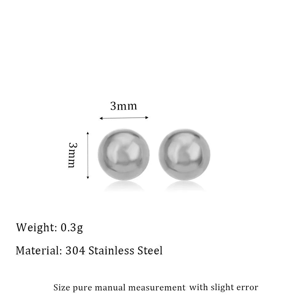 Stainless steel ball stud earrings with geometric round design in gold or silver electroplated finishes