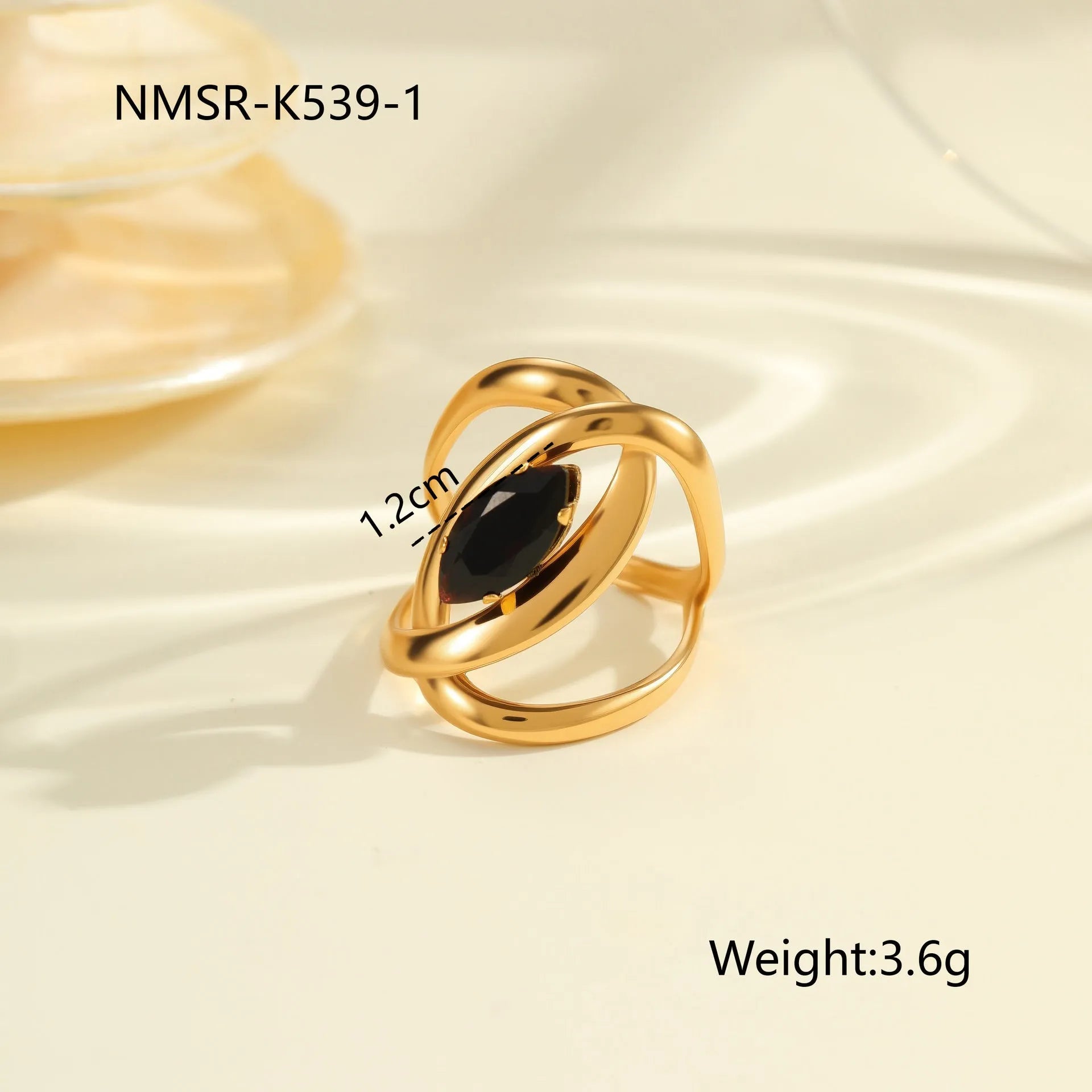 Geometric open mouth women's ring with zircon inlay made from silver-toned electroplated stainless steel.