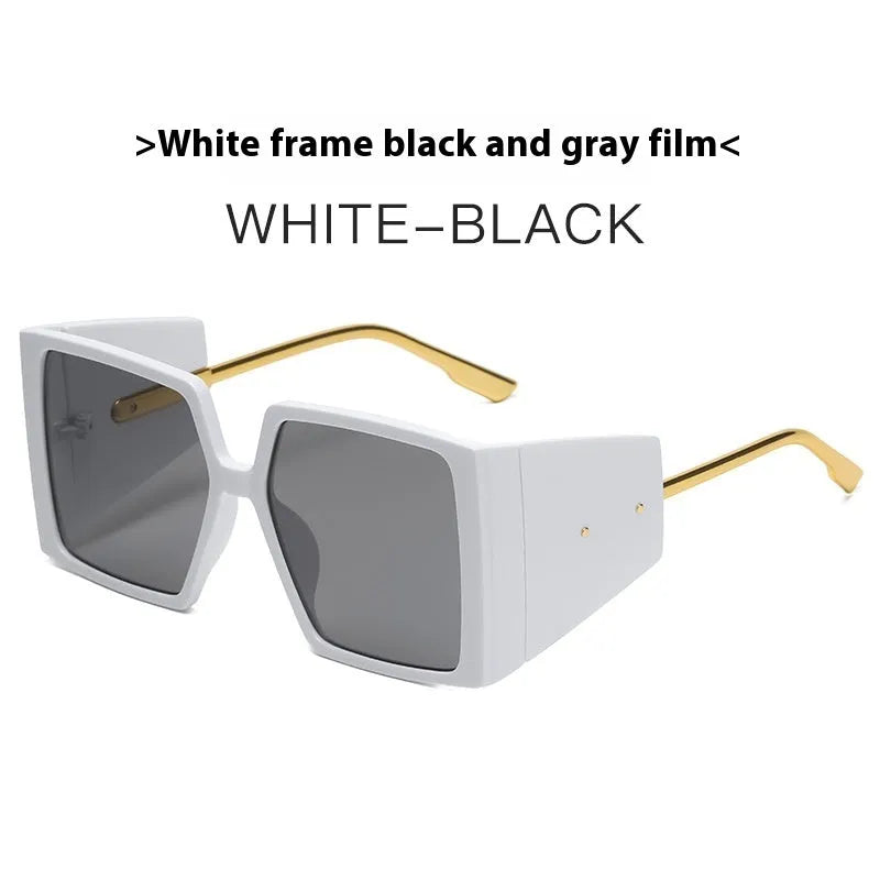 Large square frame sunglasses shown in multiple colour options with UV400 protection lenses