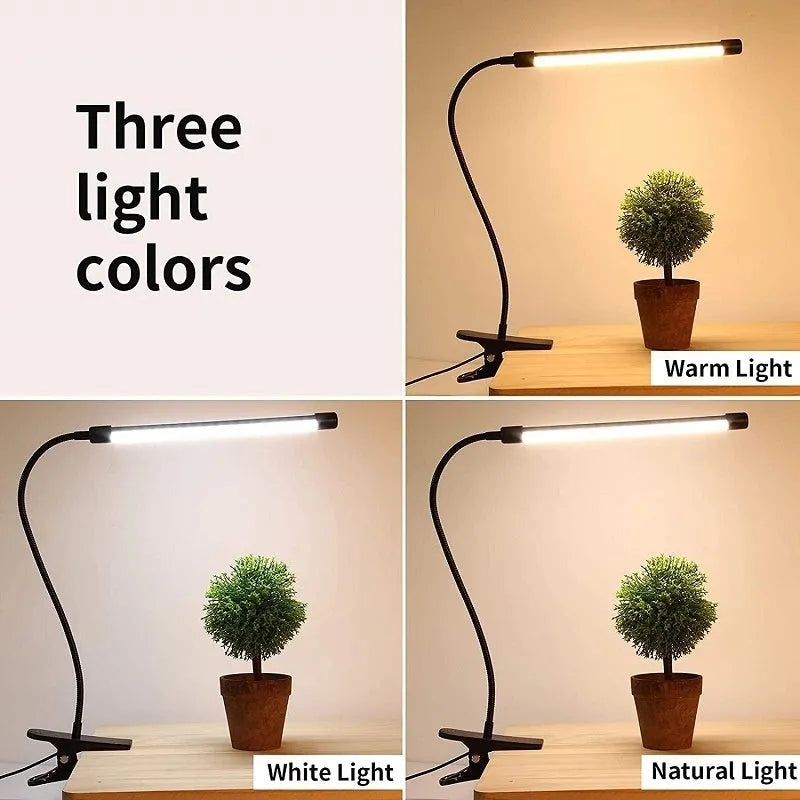 Black and white USB LED desk lamp with 26cm length for student dormitory study lighting