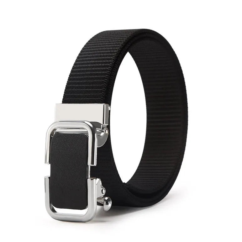 Men's nylon canvas belt with an alloy buckle shown in army green colour.