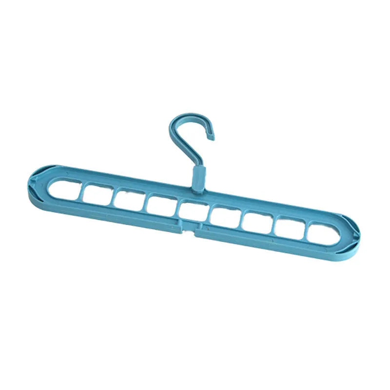 A plastic nine-hole seamless folding hanger for trousers, shown in one of five available colours.