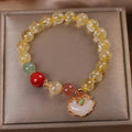 Yellow hair crystal jade ruyi pendant bracelet on alloy chain for women