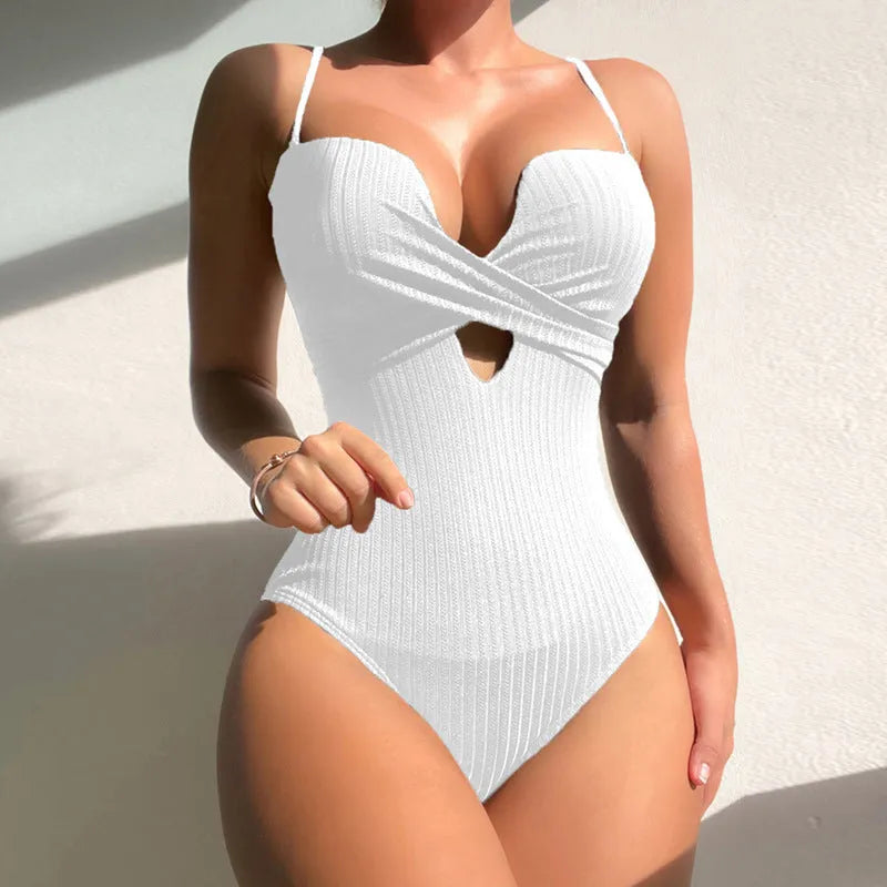 Solid colour one-piece swimsuit for women in slim fit design available in multiple colours