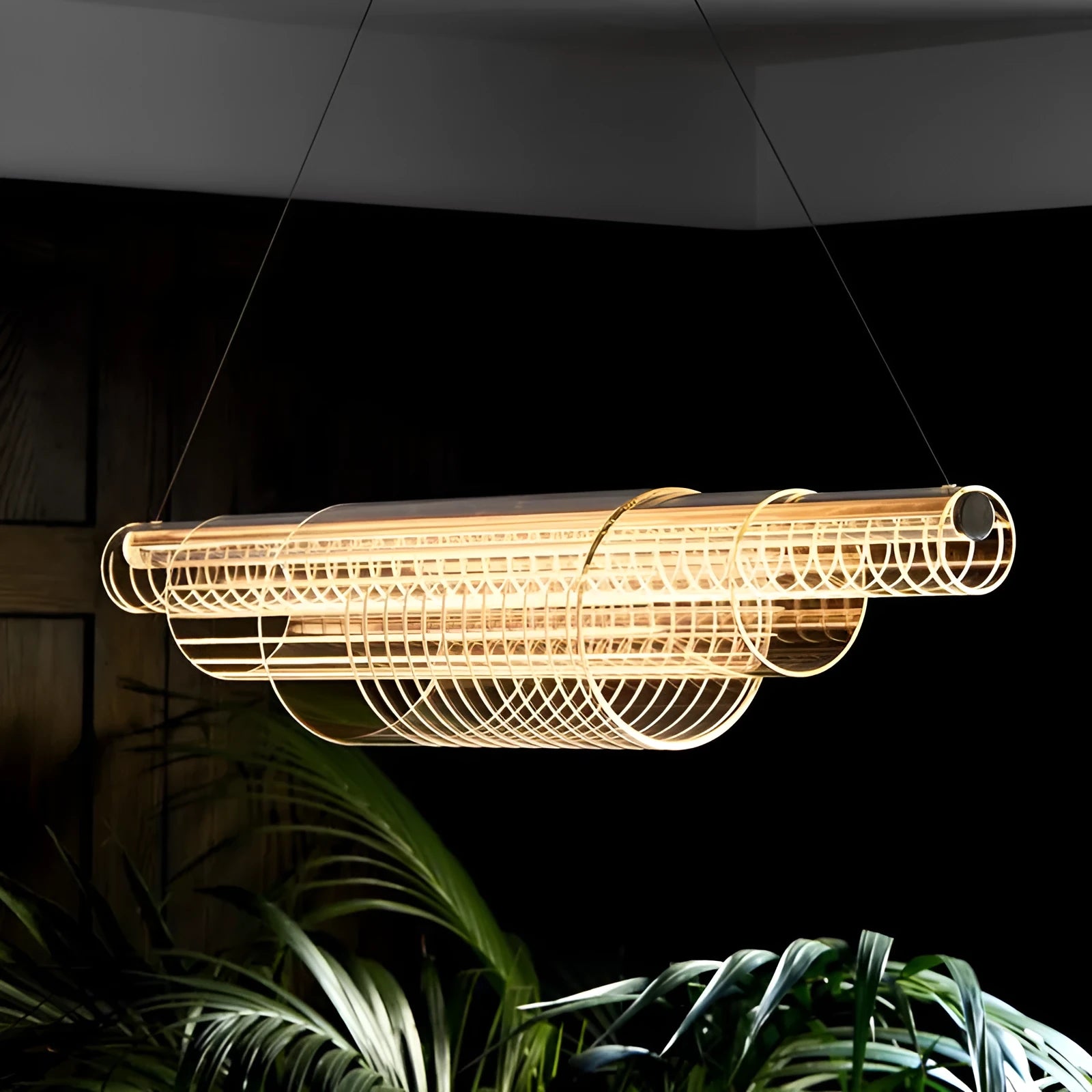 Modern minimalist glass pendant lamp with iron body in three hanging lengths