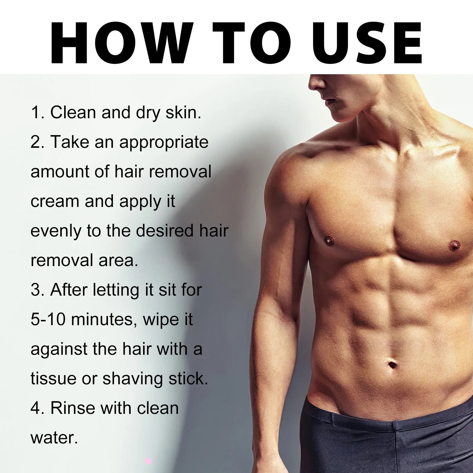Men's multipurpose depilatory cream in 100ml tube for facial and body hair removal