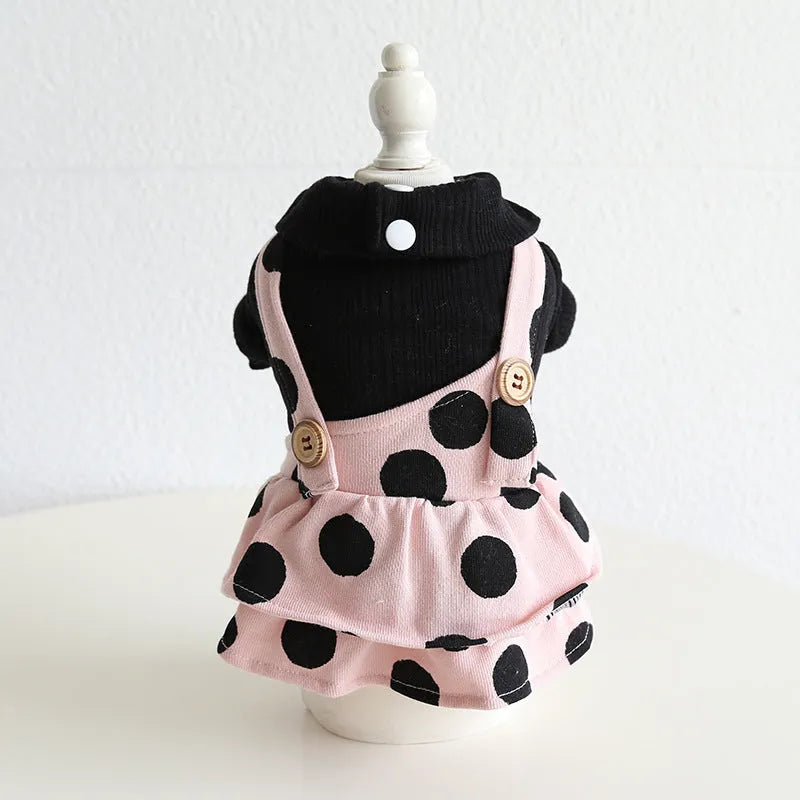 Pet couple clothes with lapel shoulder strap design for dogs in XS to XL sizes