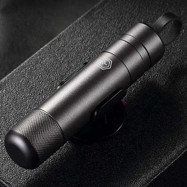 Gun grey car safety hammer with aluminium alloy construction and bearing steel impact head for emergency window breaking