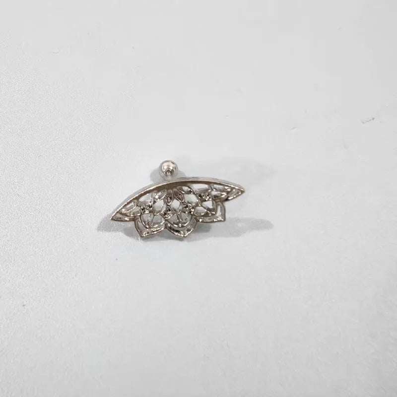 Metal spider web stud earrings with geometric mesh design in gold and silver electroplated finishes