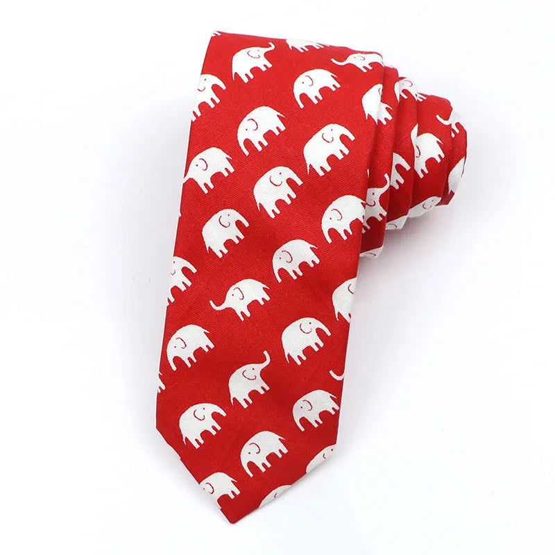 Narrow cotton bow tie with cartoon print pattern in assorted colour codes for men casual wear