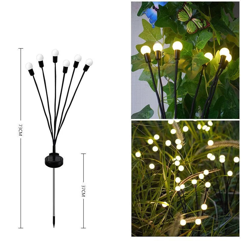 Solar-powered LED garden light with ground spike showing automatic light control for dusk-to-dawn operation