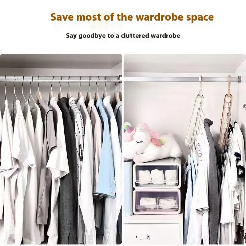 A plastic nine-hole seamless folding hanger for trousers, shown in one of five available colours.