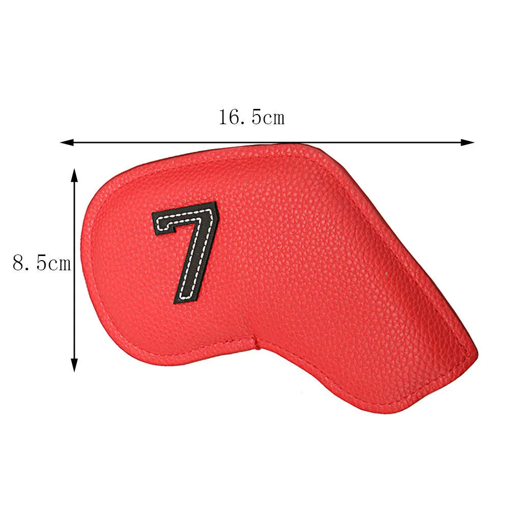 Set of 10 PU golf club head covers with minimal digital print in mixed colours