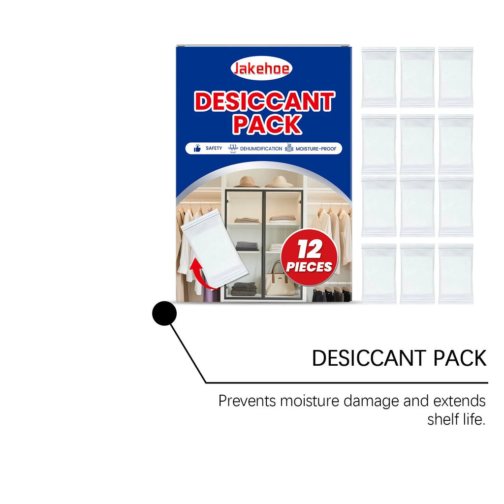 Pack of twelve anti-odour household desiccants for wardrobe and cupboard moisture control