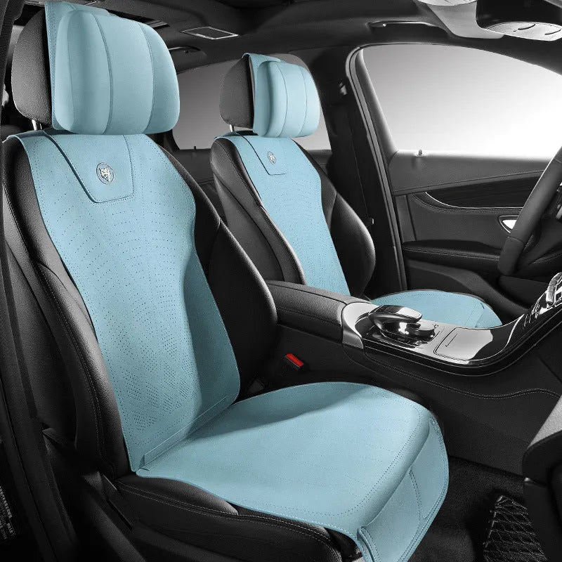 Tailored leather ultra thin car seat cover with fur material and gradient hole design in six colour options