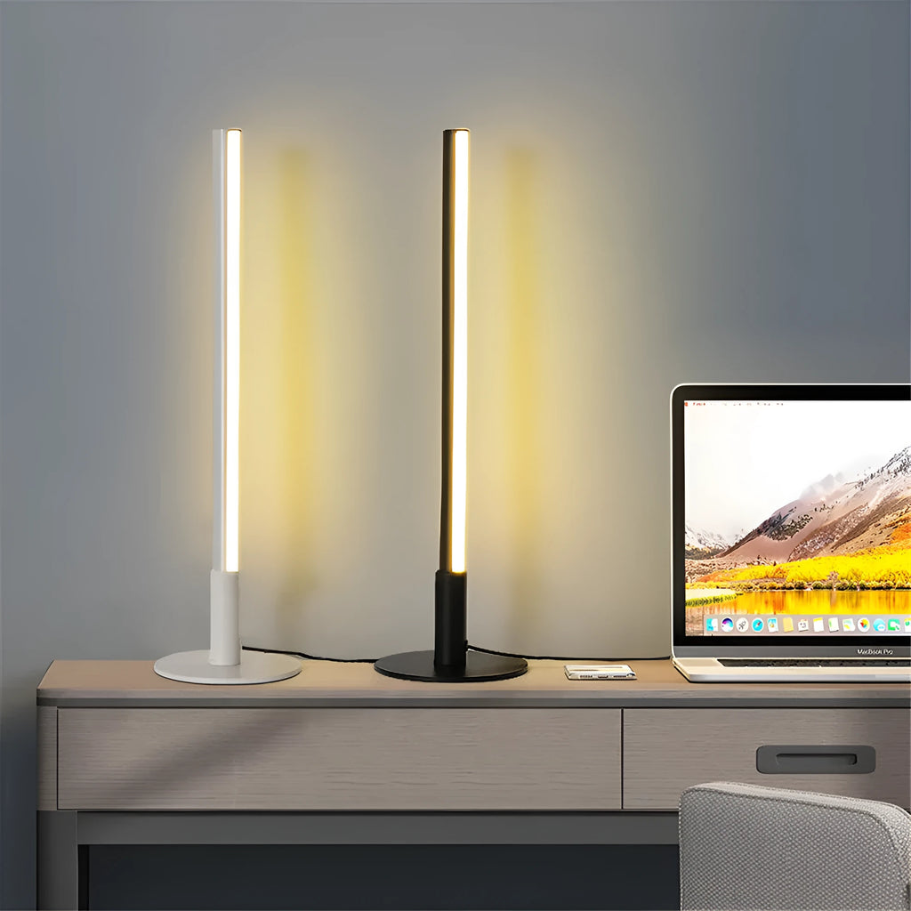 Black retro aluminium atmosphere lamp with LED lighting measuring 14cm diameter by 48.5cm height