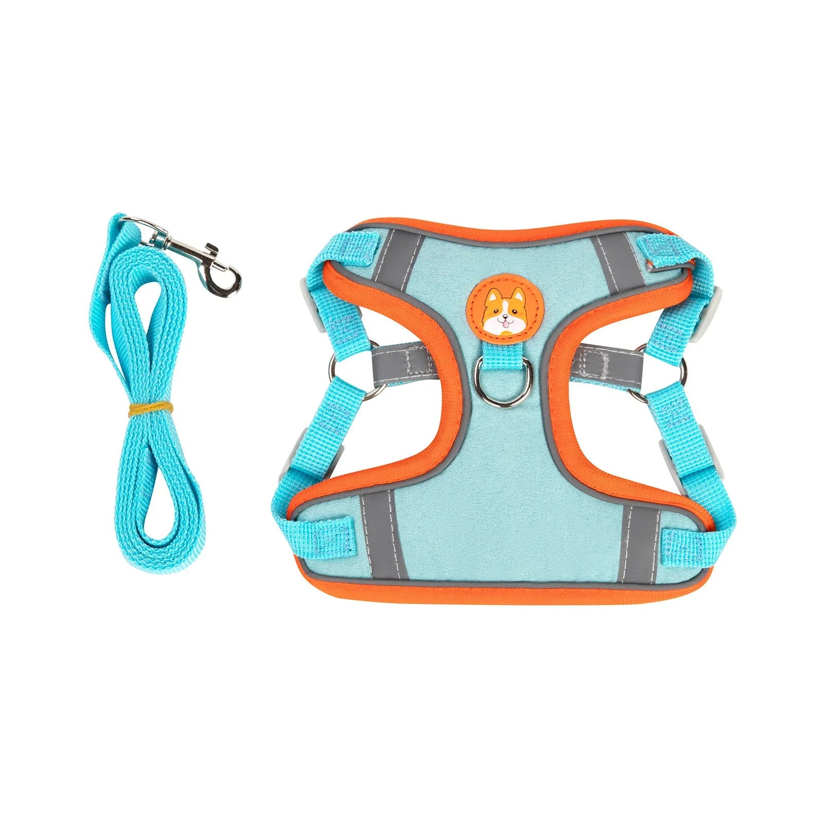 Adjustable dog harness with haulage rope and vest in multiple colour options.