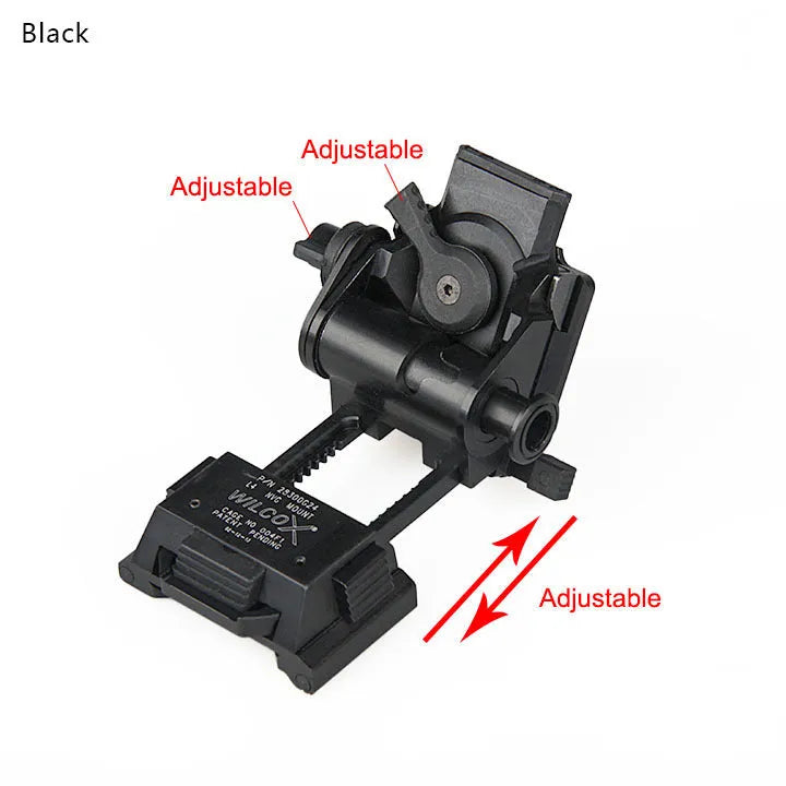 Metal alloy L4 G24 night vision helmet mount with breakaway base in dark earth colour
