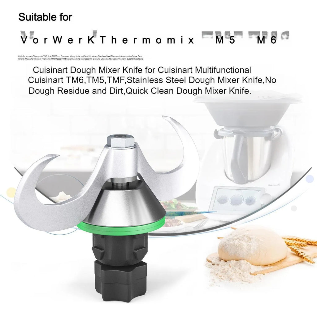 Stainless steel dough knife accessory for Thermomix TM6 and TM5 cooking machines