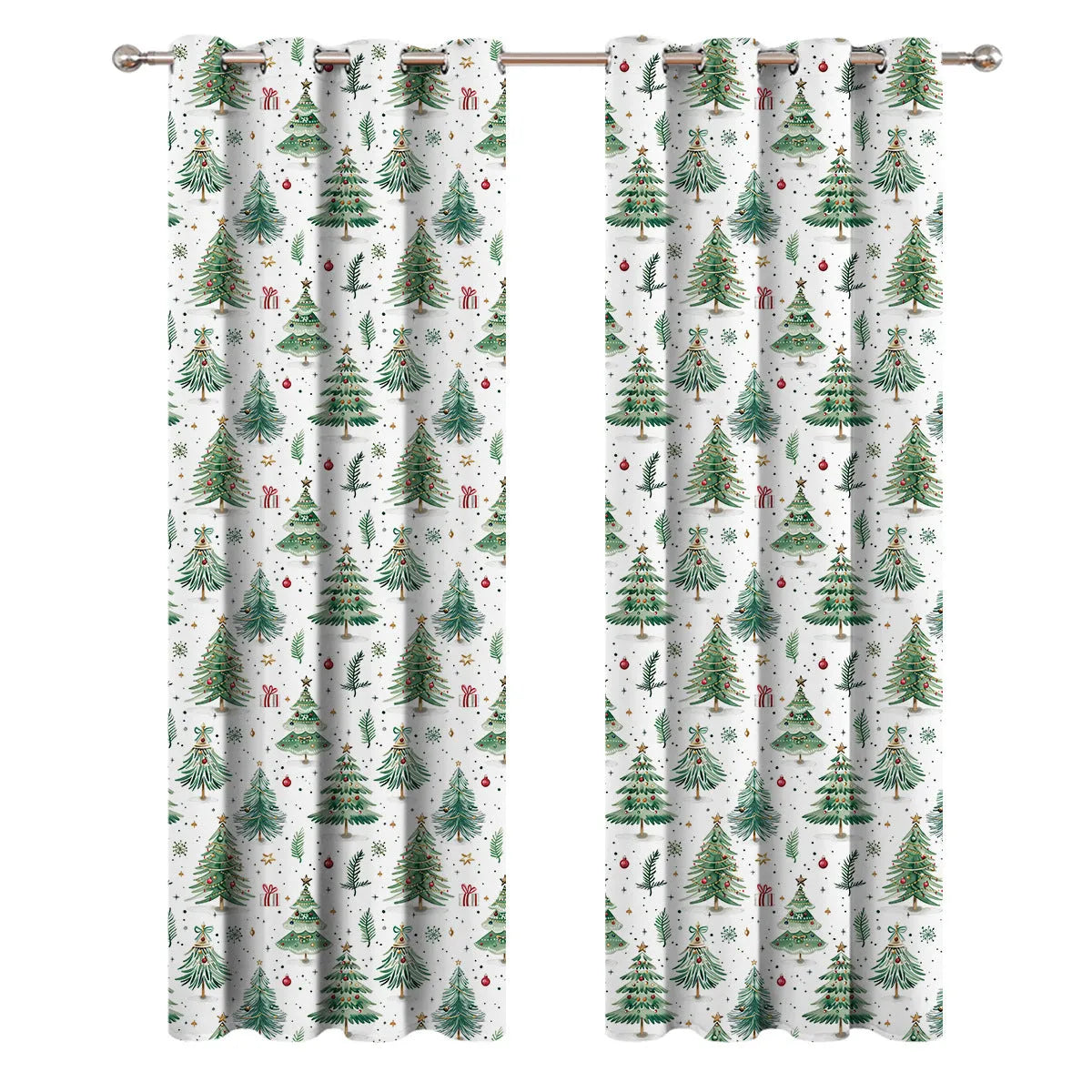 Christmas Forest pattern punching shading curtain in polyester fabric shown in modern simplicity style