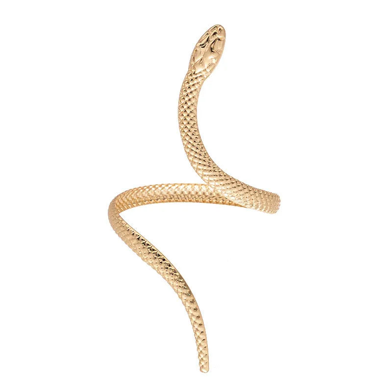 Gold electroplated twisted snake design ring and bracelet set with adjustable fastening