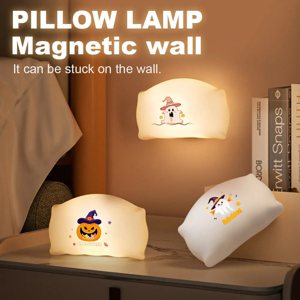 Cartoon Halloween ghost doll table lamp with USB-C charging port and warm light illumination