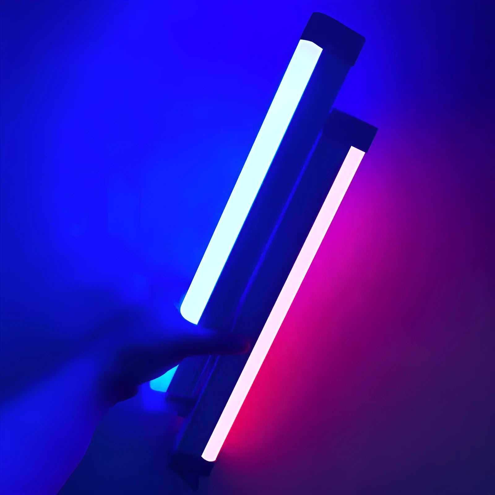 Rechargeable blue and purple LED tube stick photo fill light with dimmable RGB atmosphere lighting