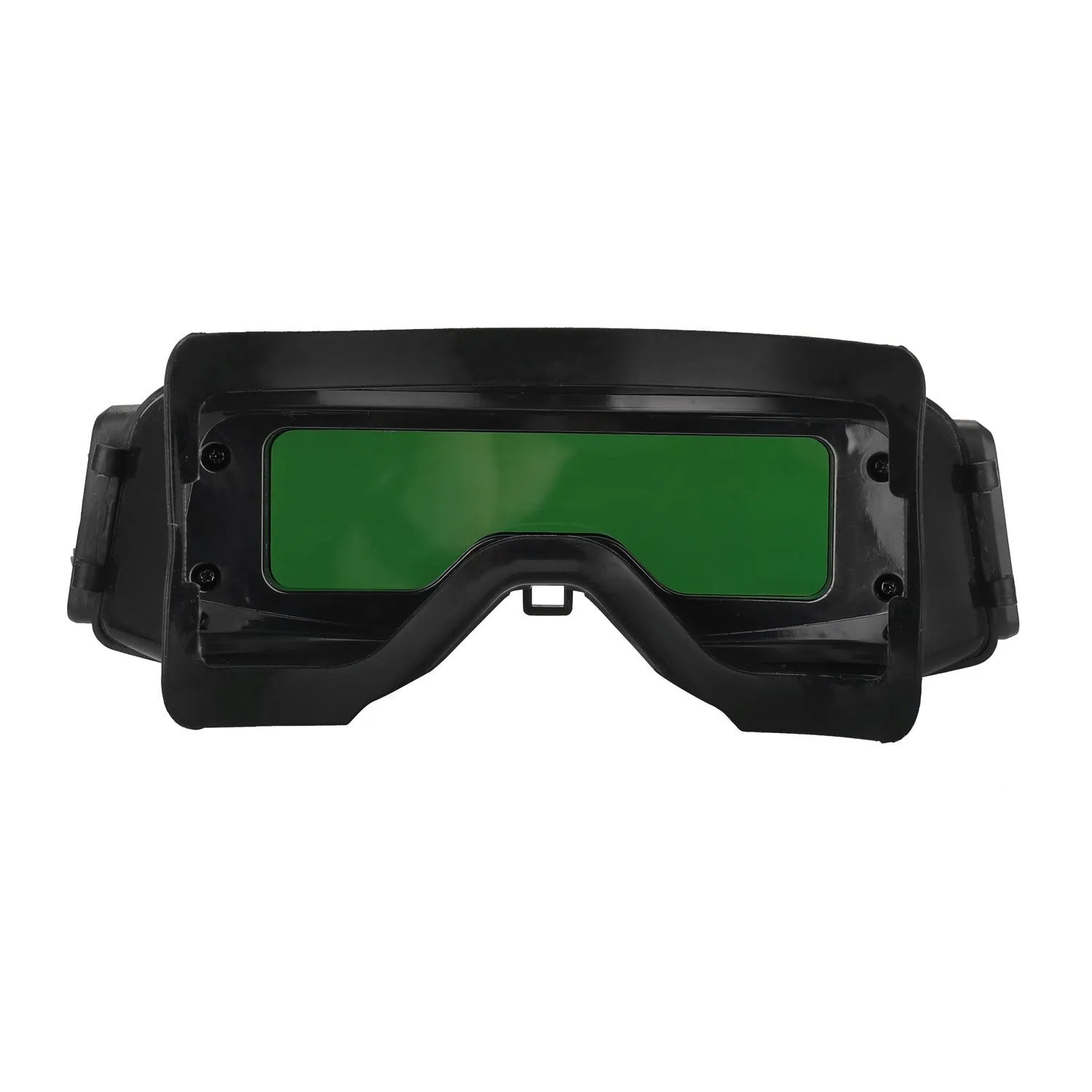 Black automatic darkening welding mask with a large rectangular LCD viewing lens.